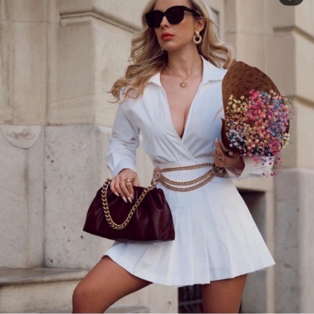 ZARA SHORT SHIRT DRESS WHITE XS 🎀
